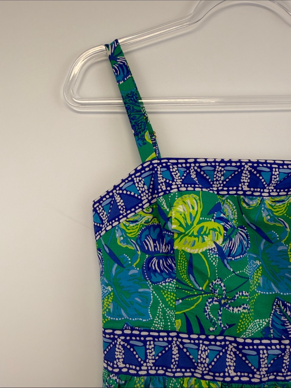 Lilly Pulitzer Casidee Tropical Floral Cotton Sundress Blue Green Size 2 - Picture 3 of 10